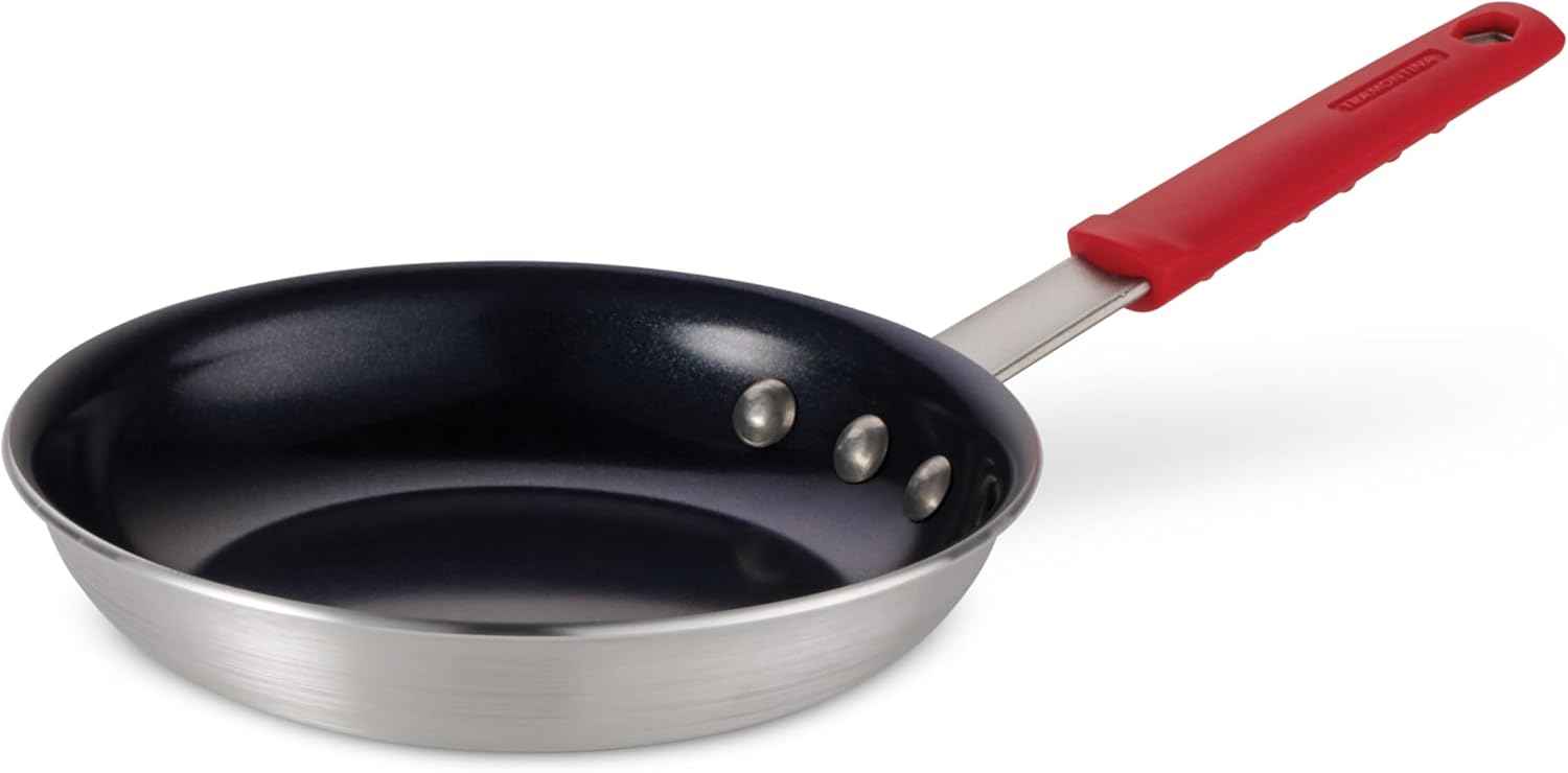 Tramontina Professional 10-Inch Non Stick Frying Pan, Heavy-Gauge Aluminum Skillet with Reinforced Nonstick Coating, Red Handle, Dishwasher and Oven Safe