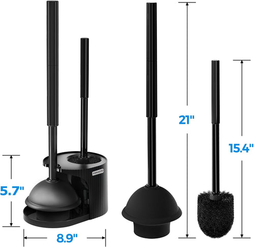 2-in-1 toilet plunger and brush set with extended handle for easy bathroom cleaning and maintenance