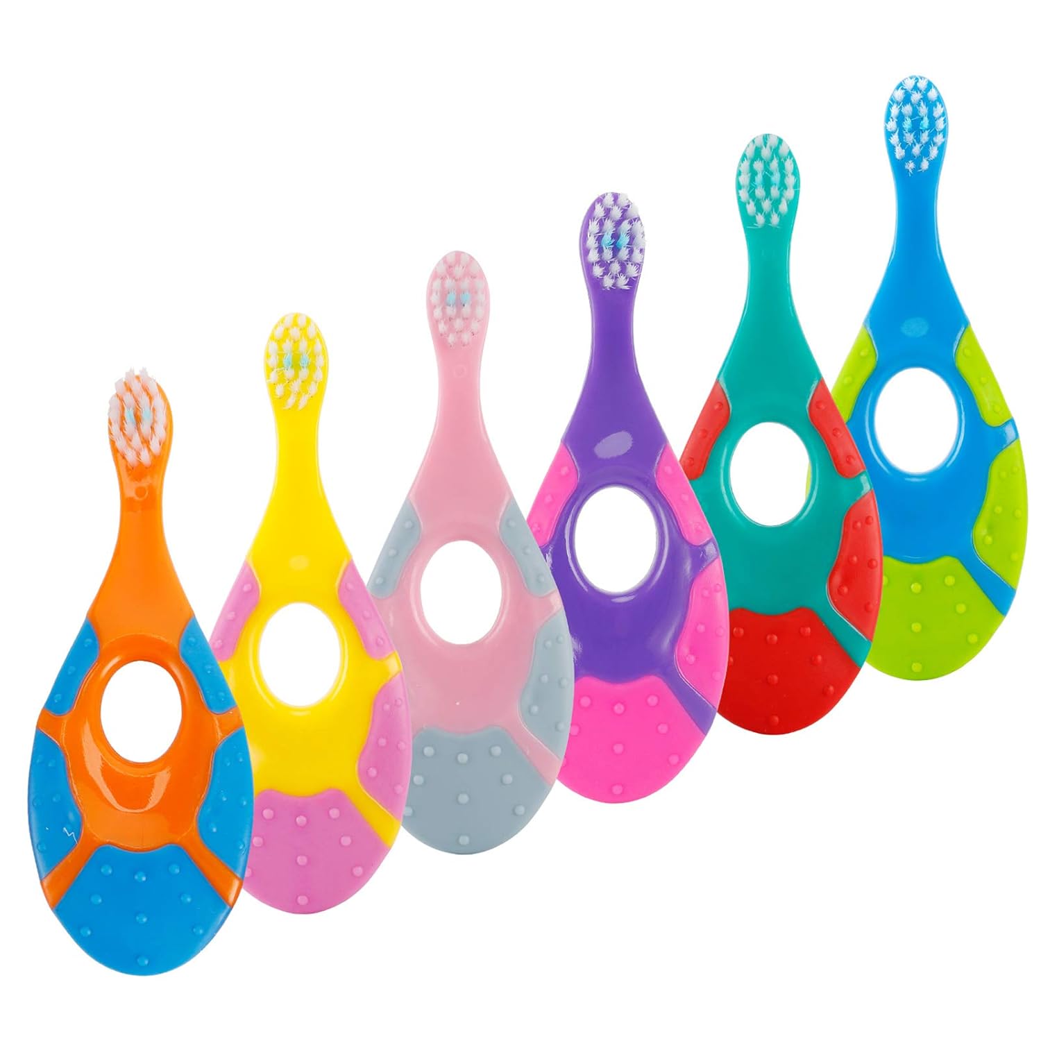 slotic baby toothbrush for 0-2 years, safe and sturdy, toddler oral care teether brush, dentist recommended (4-pack)