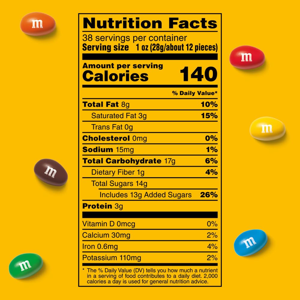 M&M'S peanut milk chocolate candy bulk pack, 38 oz bag, party size