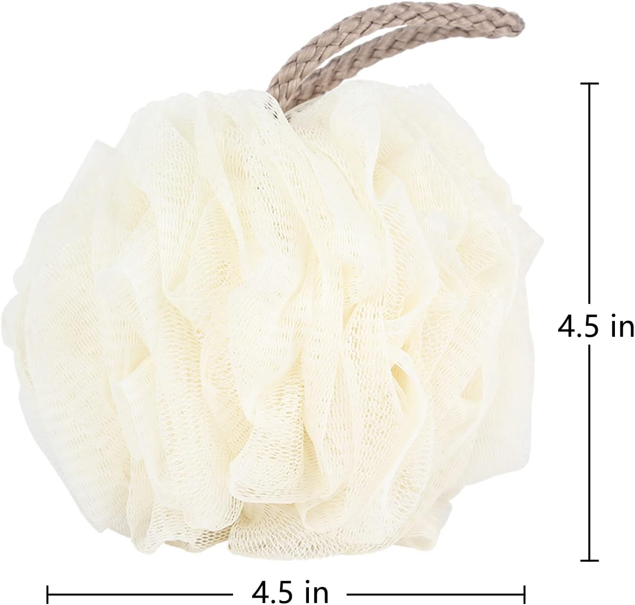 Fu Store 4-pack loofah sponge shower bath scrubbers with mesh balls in 4 colors, 50g each, for body exfoliation