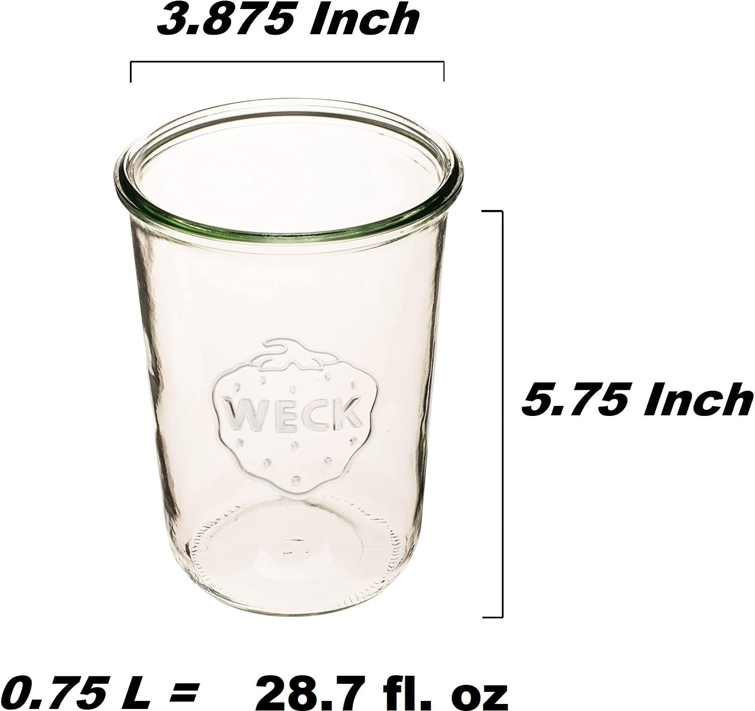 Weck 743 Mold Jar, Heavy-Duty Glass Jar with Silicone Lid and Rubber Gaskets, Wide Mouth, 10 oz Capacity, Perfect for Canning and Storage