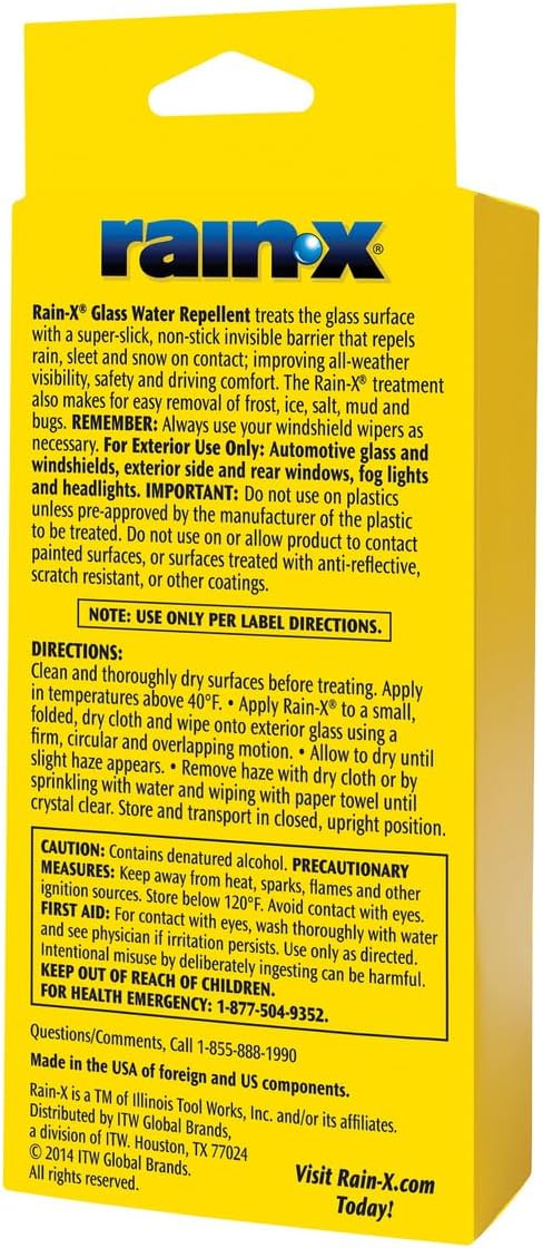 Rain-X 800002243 Glass Treatment, 7 oz, exterior glass treatment for improved wet weather driving visibility