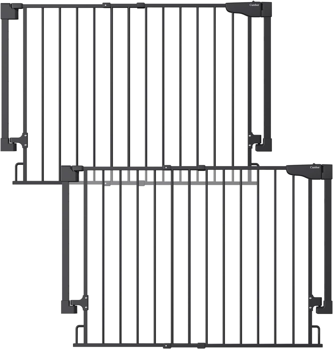 Cumbor 29.2-43" White Baby Gate for Stairs, Wall-Mounted, Expandable Dog Gate with Auto Close Walk Thru