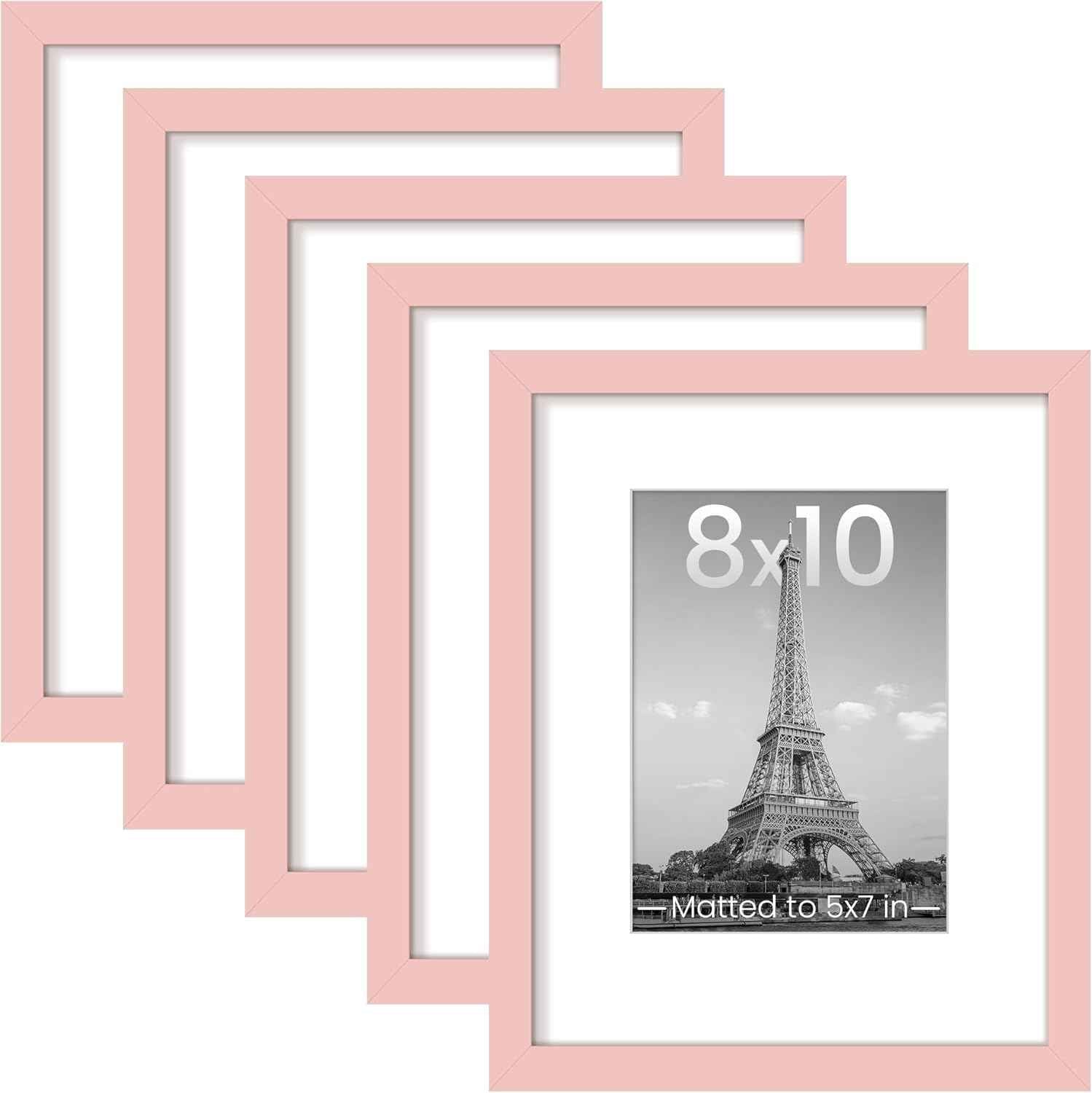 upsimples 11x14 Picture Frame Set of 5, Display Pictures 8x10 with Mat or 11x14 Without Mat, Wall Gallery Photo Frames, Black