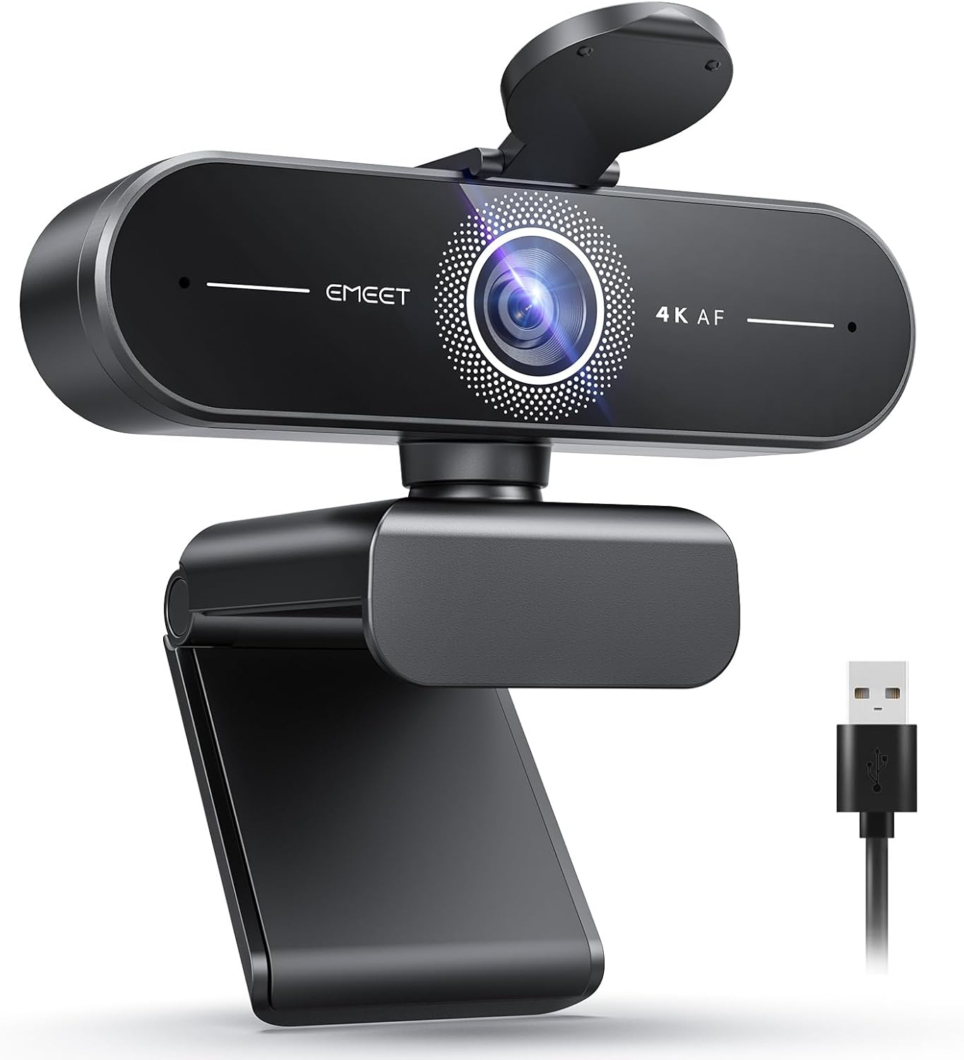 emmeet c60e 4k webcam streaming wide-angle telephoto cameras 11x hybrid zoom pdaf autofocus rgb lighting