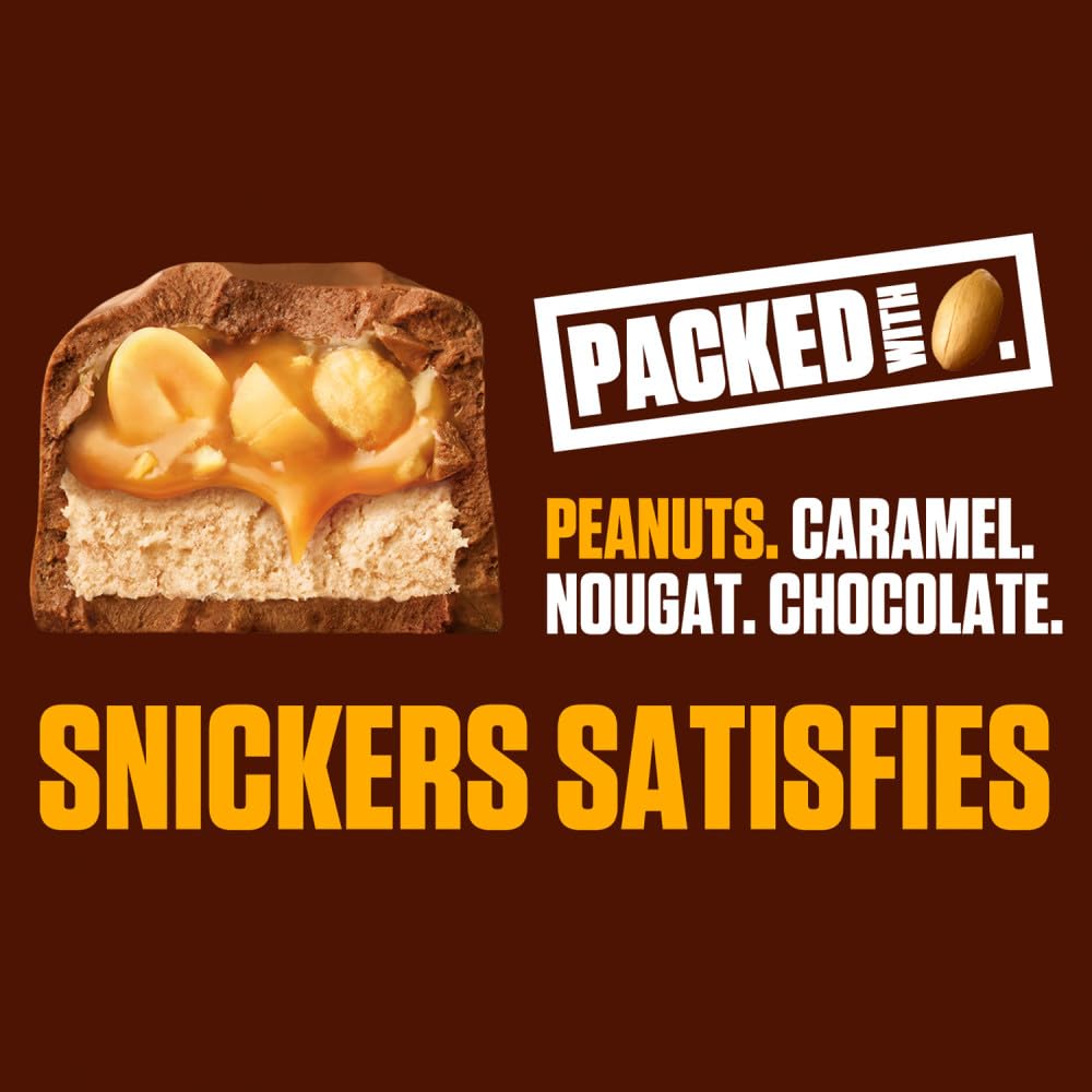 snickers full size bulk milk chocolate candy bars, 1.86 oz bar, 48 count box
