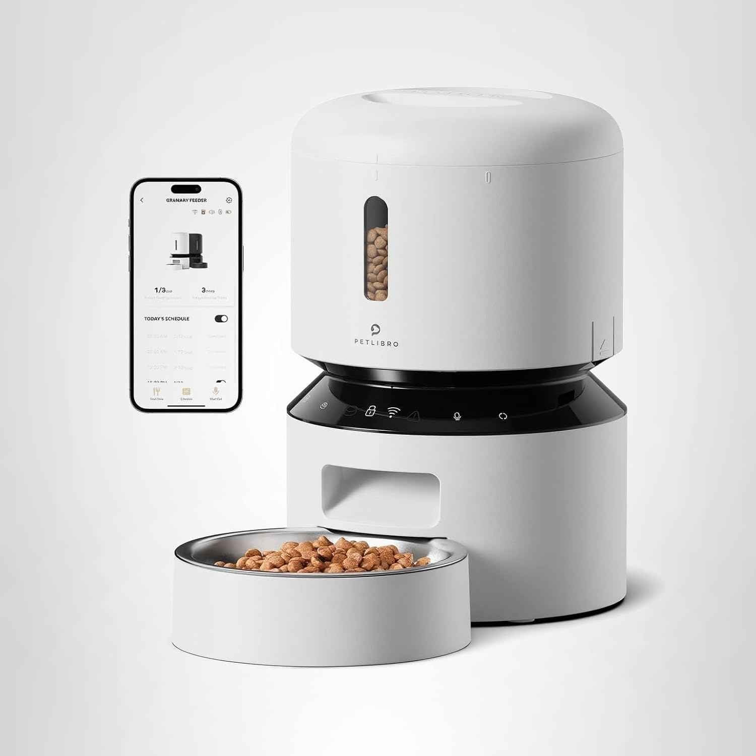 PETLIBRO Automatic Cat Feeder, 5G WiFi Automatic Dog Food Dispenser with Freshness Preservation, 5L Timed Pet Feeder with Low Food Sensor, Up to 10 Meals Per Day, Granary Black