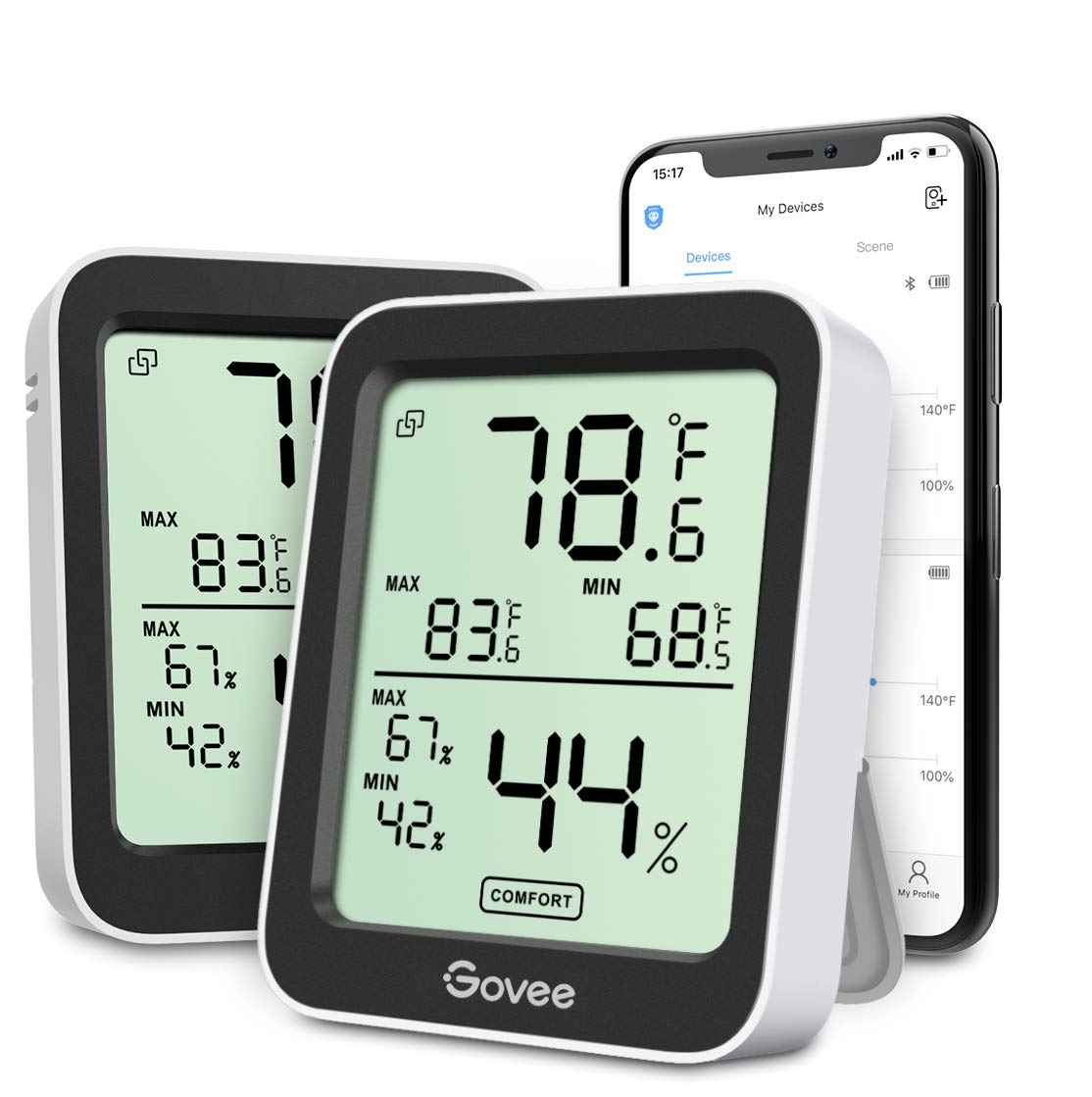 Govee Digital Hygrometer Indoor Thermometer Room H5075, Bluetooth Temperature Humidity Meter with 164ft Remote App Control, Notification Alerts, 2 Years Data Storage Export for Bedroom, Wine Cellar