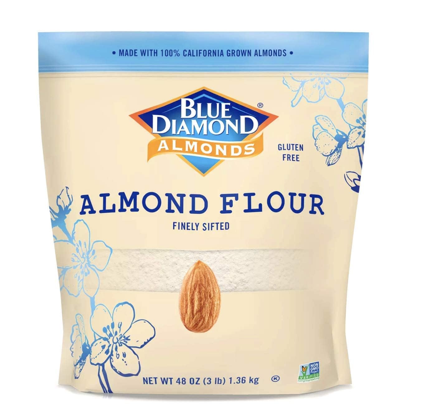 Blue Diamond Gluten-Free Almond Flour, Blanched, Finely Sifted, 48 oz, Keto and Paleo Friendly