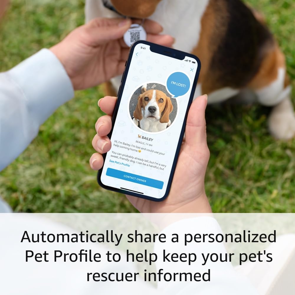 Easy-to-use pet tag with qr code and real-time scan alerts, shareable pet profile, no subscription or fees