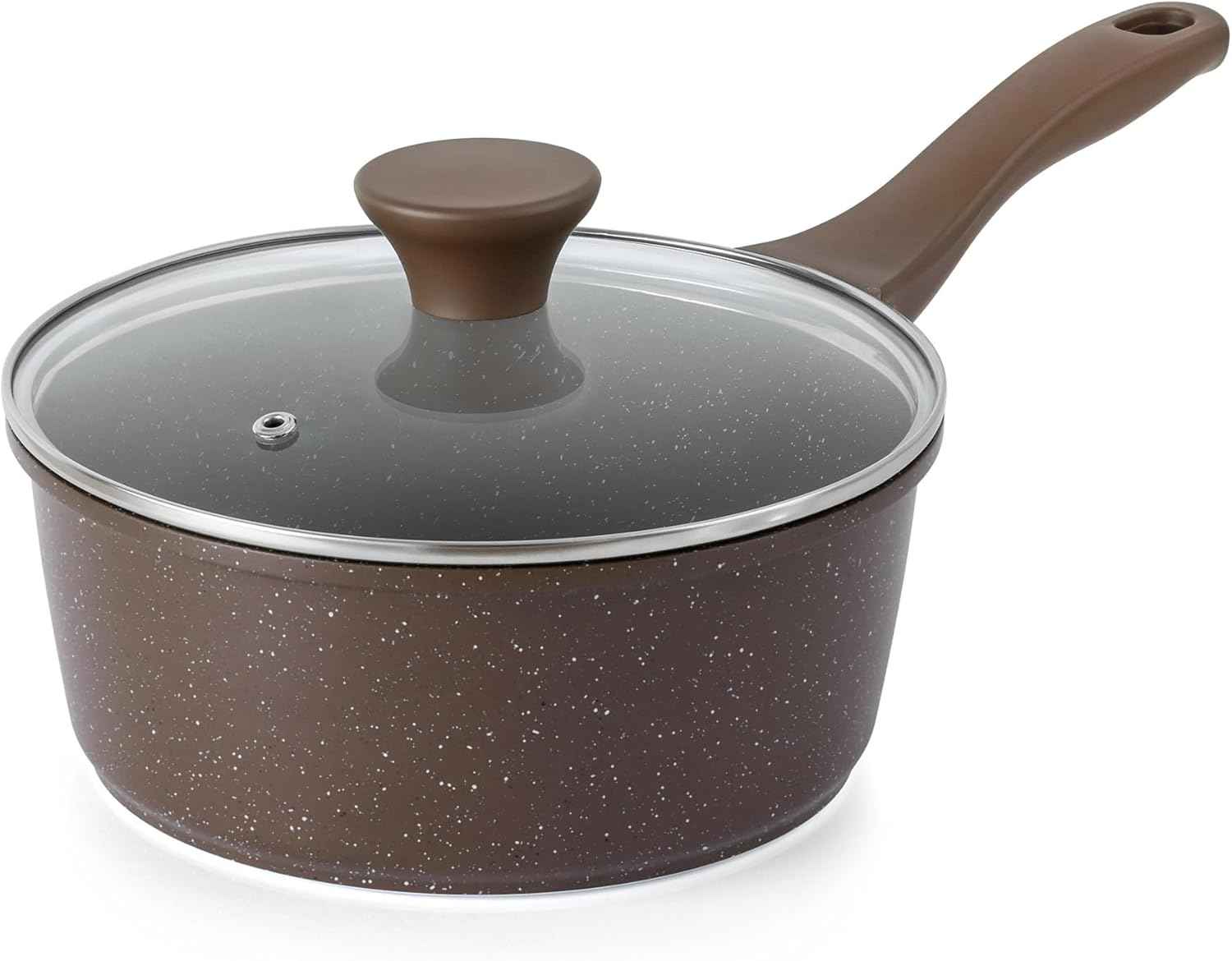 SENSARTE Nonstick Saucepan with Lid, 1.5 Quarts Small Pot with Swiss Granite Coating, Stay-cool Handle, Multipurpose Handy Sauce Pot Small Kitchen Cooking Pot, Induction Comptable, PFOA Free