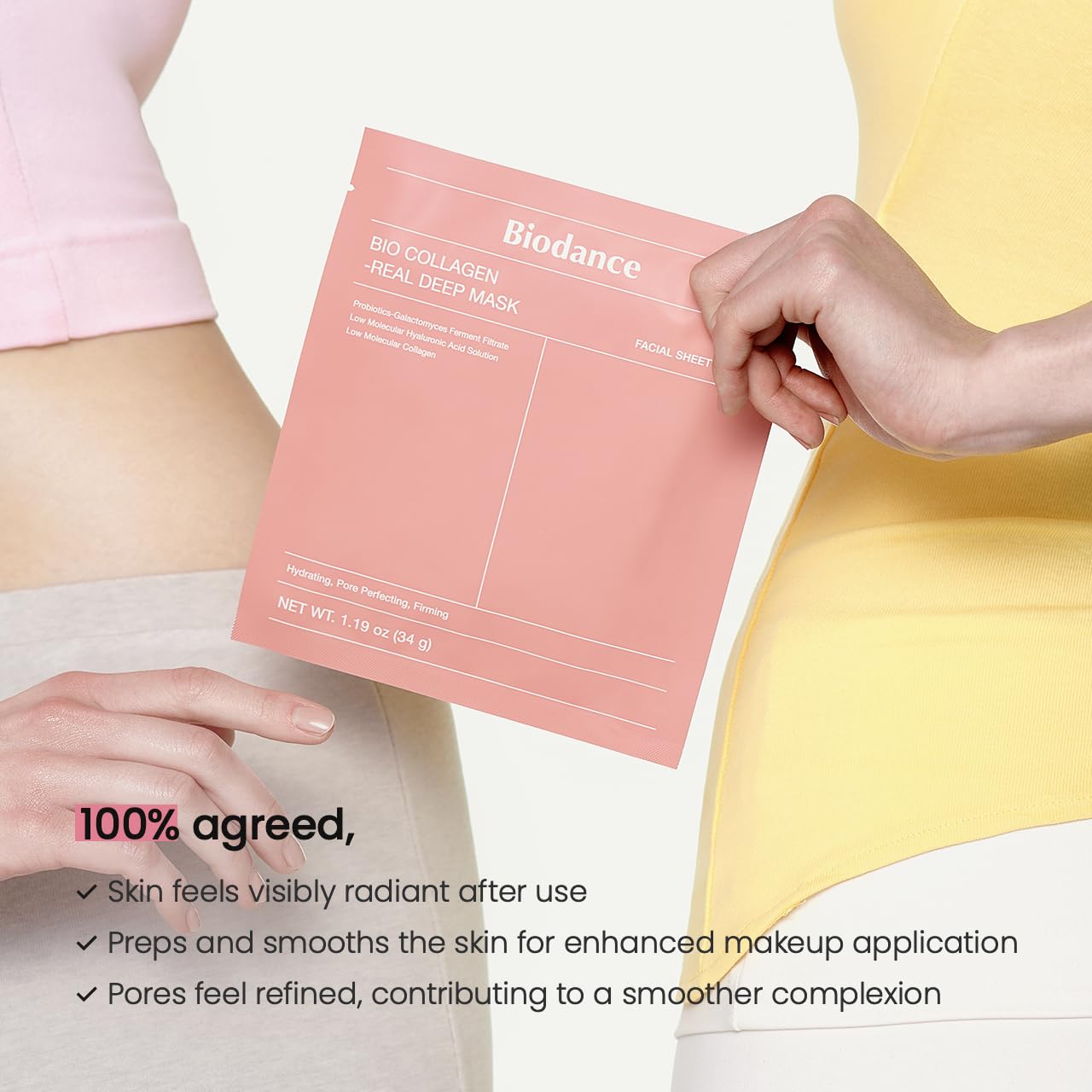 biocollagen real deep mask, hydrating overnight hydrogel mask, pore minimizing, elasticity improvement, 4ea, 34g