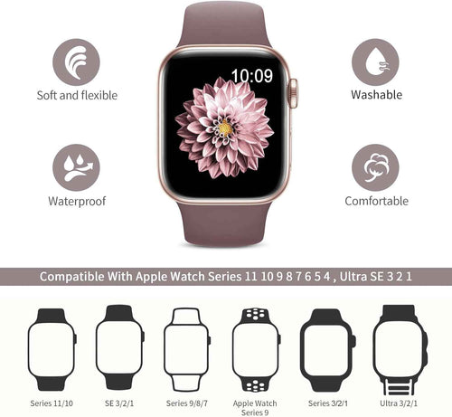 6 Pack Sport Bands Compatible with Apple Watch Band 38mm 40mm 41mm 42mm 44mm 45mm 49mm 46mm,Silicone Waterproof Strap for iWatch Apple Watch Series 11 10 9 Ultra 8 7 6 5 4 3 2 1 SE Women Men