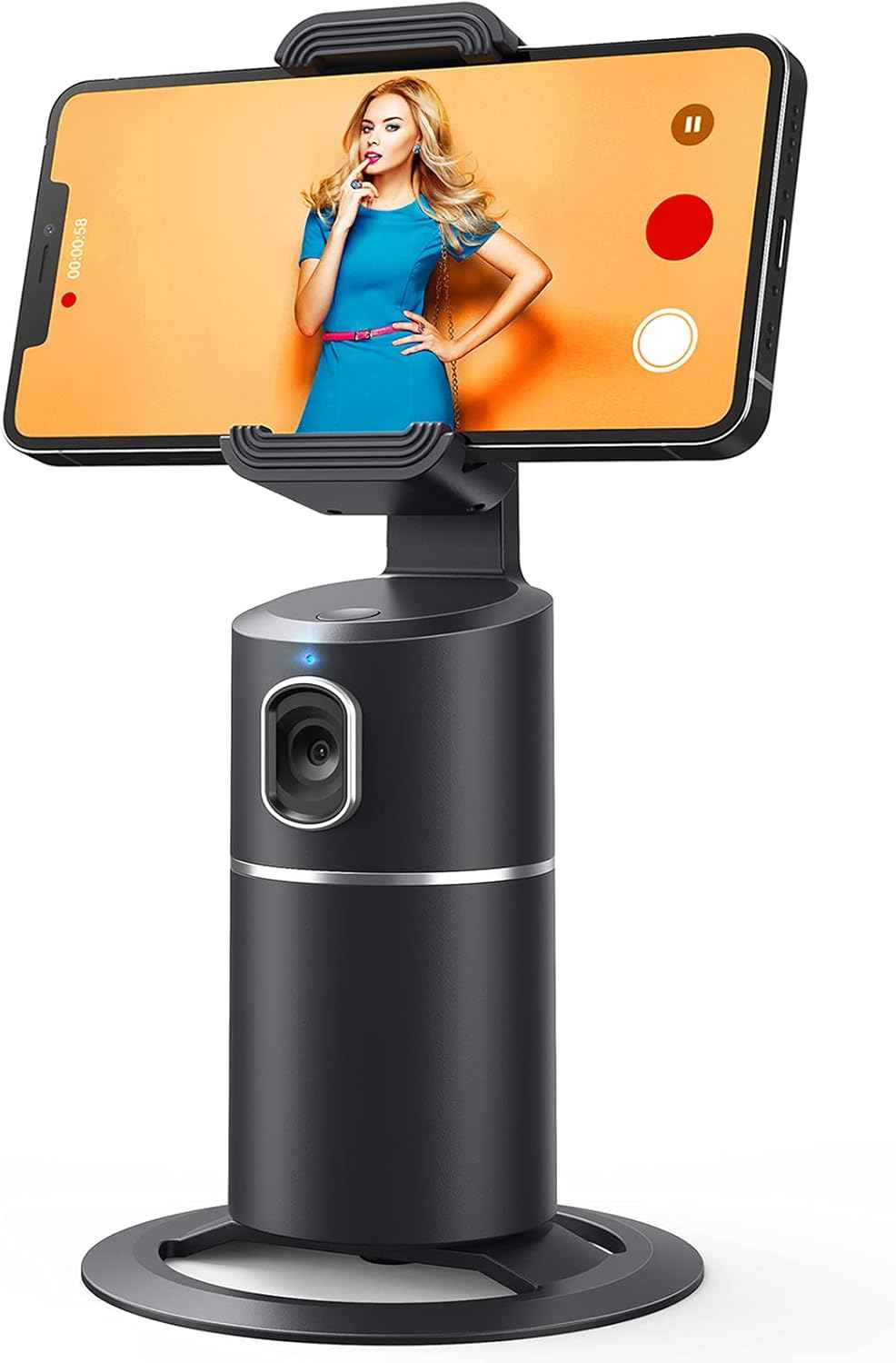 camrola Auto Face Tracking Phone Holder, No App Required, 360° Rotation Face Body Phone Tracking Tripod Smart Shooting Camera Mount for Live Vlog Streaming Video, Rechargeable Battery-Black