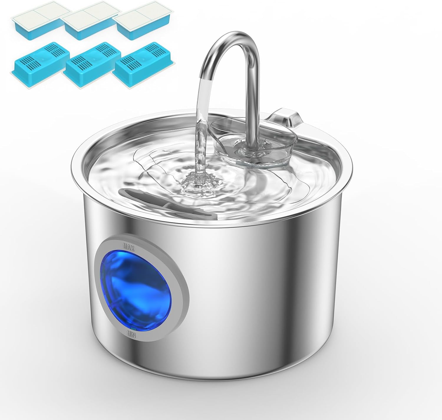 Cat Water Fountain Advanced 304 Stainless Steel 2.2L/74oz with Detachable Tank, Easy to Clean