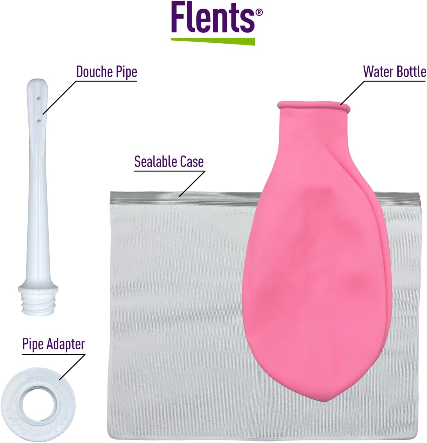 Flents reusable douche kit, compact, portable, feminine hygiene system, 16 fl oz, BPA-free, rubber