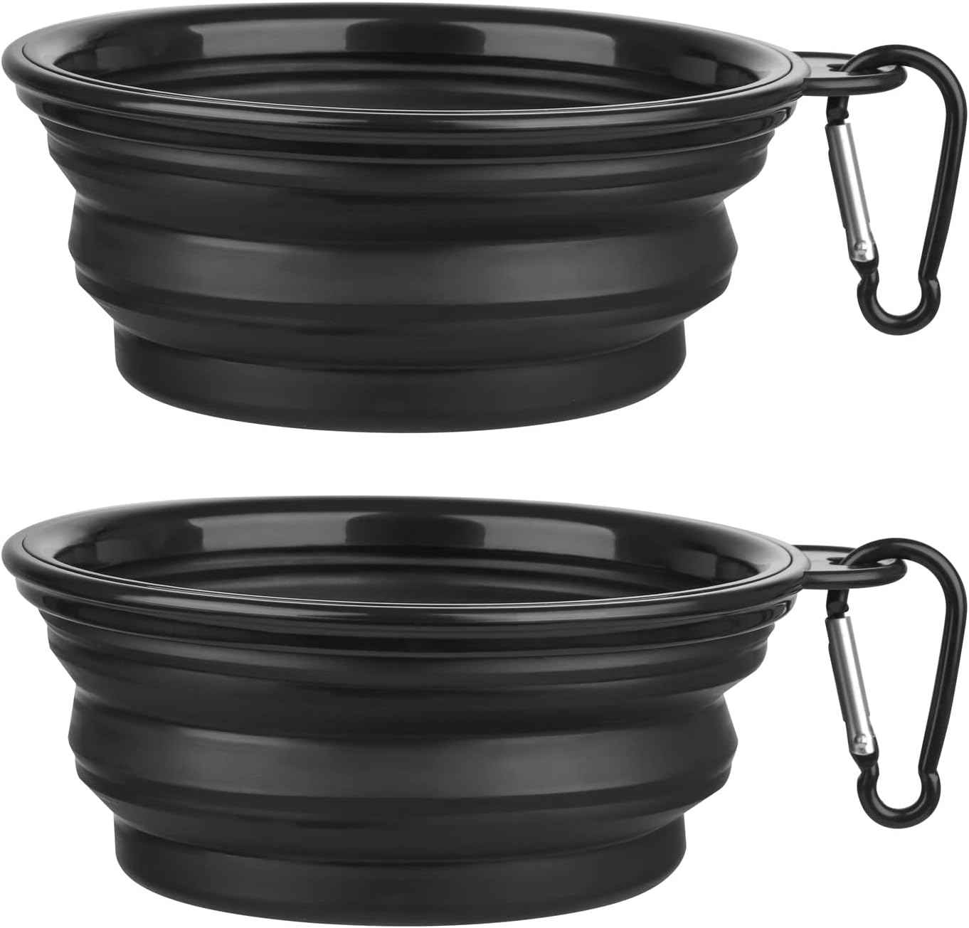 Dog Bowl Pet Collapsible Bowls, 2 Pack for Cats Dogs, Portable Pet Feeding Watering Dish for Walking Parking Traveling with 2 Carabiners (Small, Blue+Green)