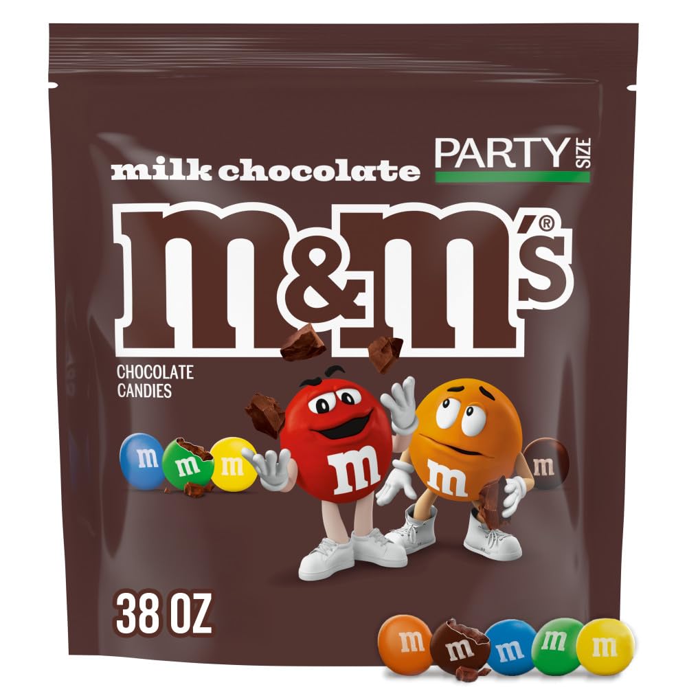 M&M'S party size 2.4 lb resealable bag milk chocolate candy for parties baking and sharing
