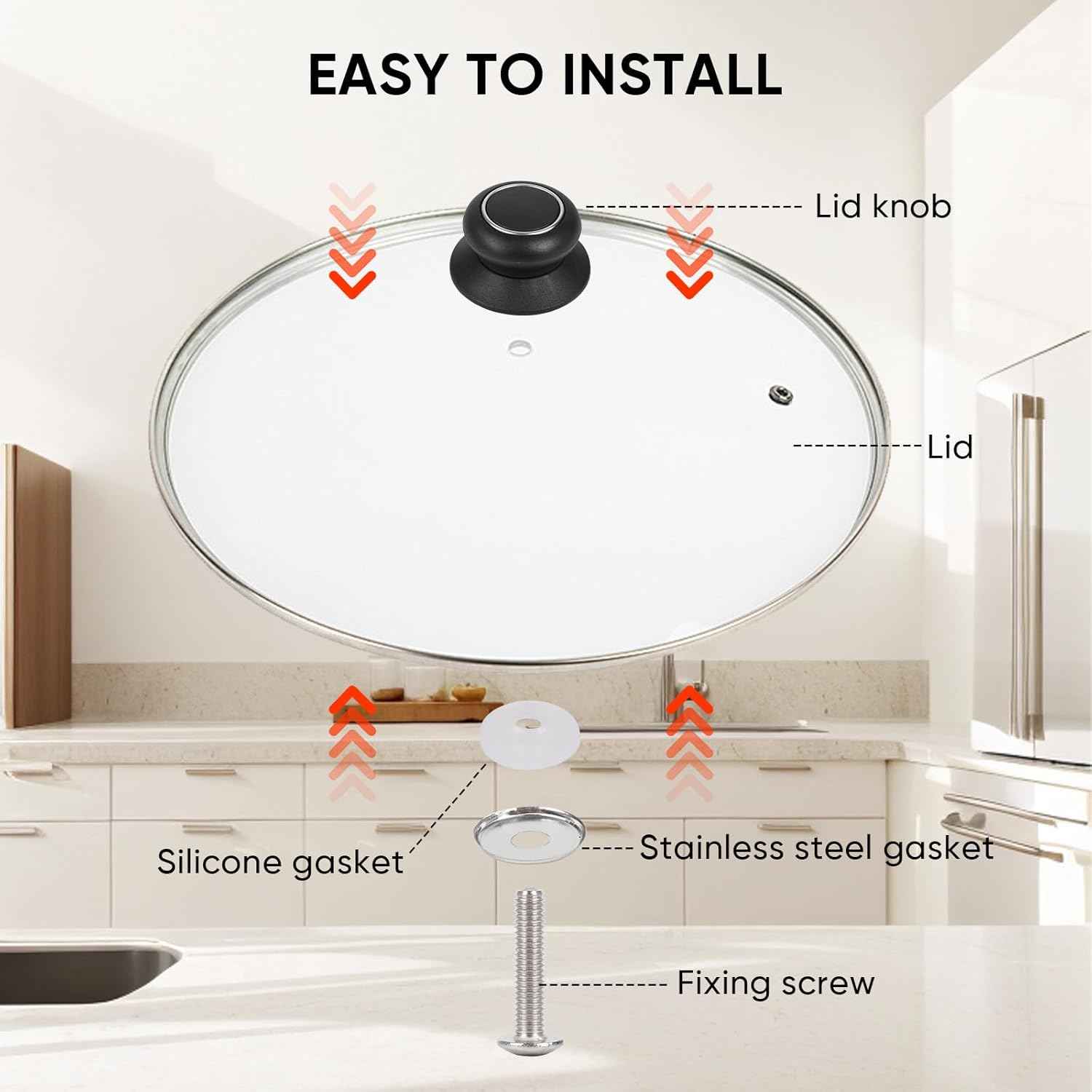 FEIKIXYQ Pot Lid Knob Easy Lnstallation Sturdy Cover Knobs Universal Pot Lid Handle Pot Kitchen Replacement Cookware Lidreplacement Pot Cover Heat Resistant and Prevent Static Replacement Knob