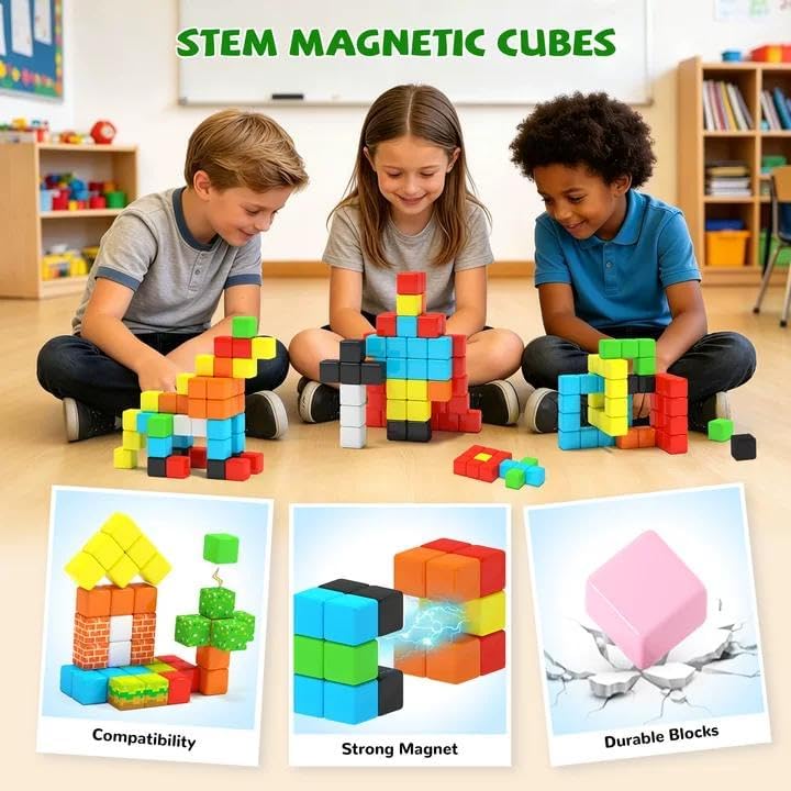 Hiwawind 40pcs Magnetic Blocks -Ideal Gifts for 3 4 5 6 Year Old,STEM Learning Toys for 3-5 Year Old Boys & Girls, Safe & Strong Building Blocks with ASMR Sounds,Classroom Must Haves