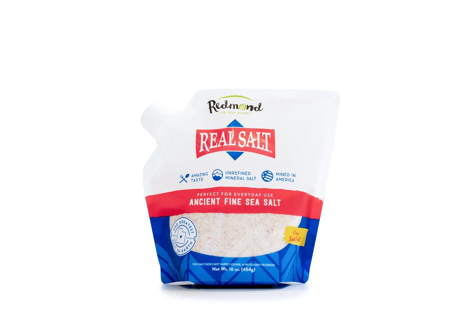 Redmond Real Salt ancient fine sea salt 16 ounce pouch unrefined mineral salt
