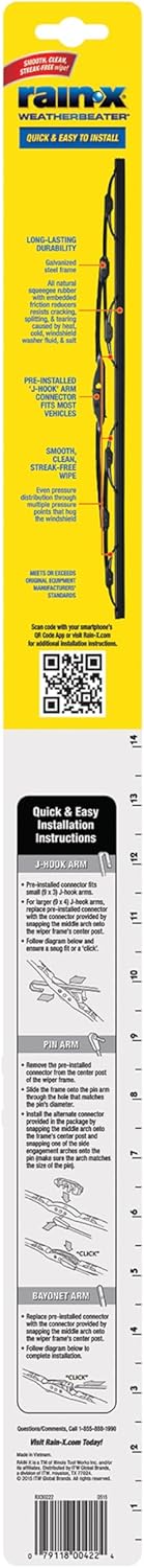 Rain-X 820149 WeatherBeater Wiper Blades, 22" Windshield Wipers (Pack of 2), Automotive Replacement Windshield Wiper Blades That Meet Or Exceed OEM Quality And Durability