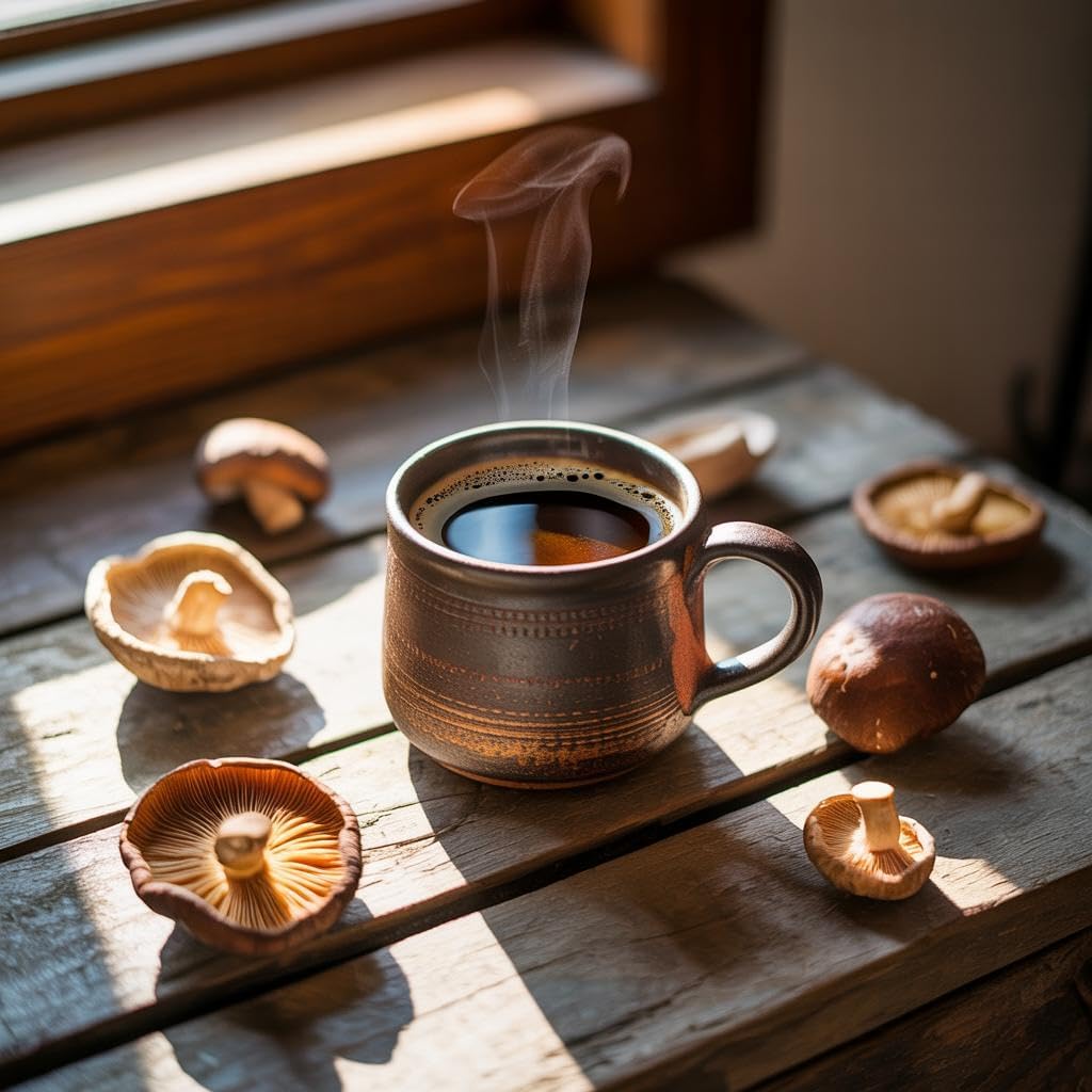 Instant mushroom coffee with cordyceps, reishi, and arabica beans for energy and immune support (30 servings)
