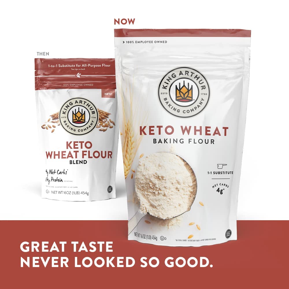 king arthur keto wheat baking flour 1:1 all-purpose substitute 1 lb non-gmo resealable