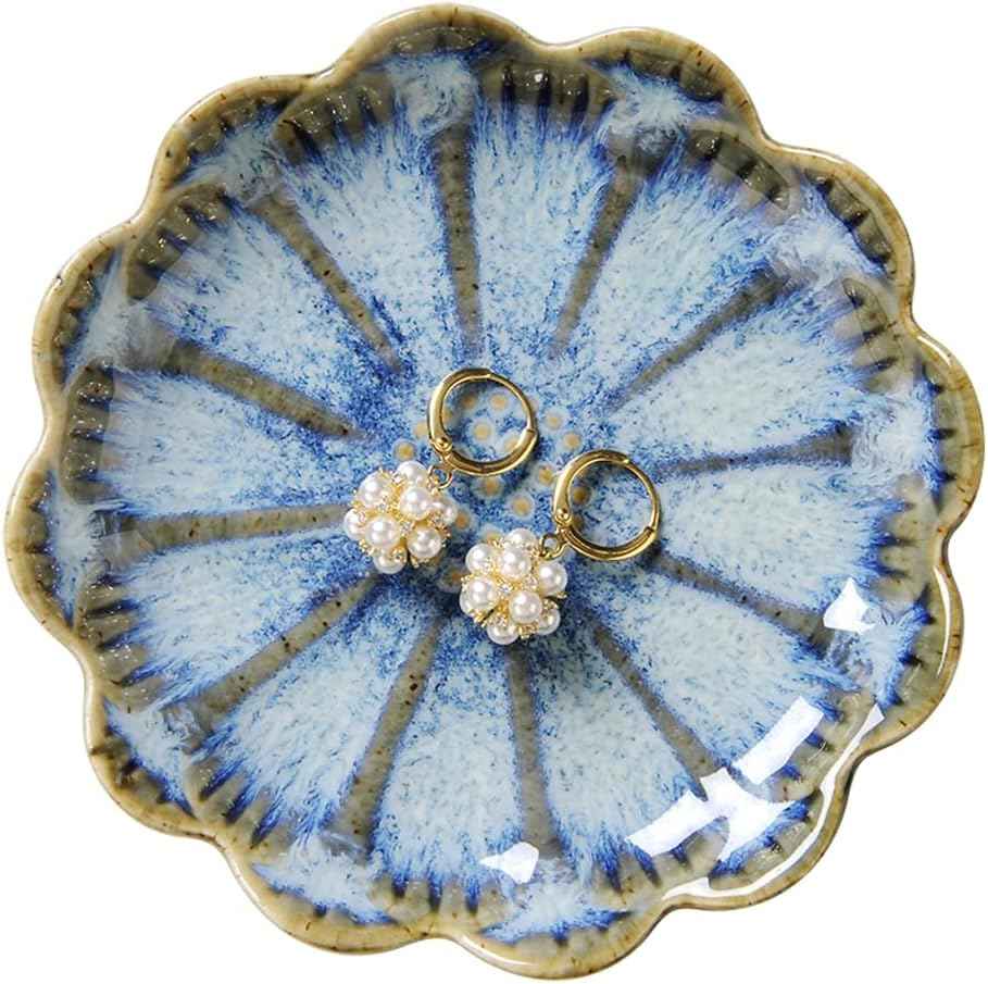 Lotus Leaf Shape Decorative Ring Tray, Small Key Bowl, Ceramic Trinket Tray Jewelry Dish Organizing Necklace Earrings, Home Decoration for Mom Best Friend Sister, Pink.