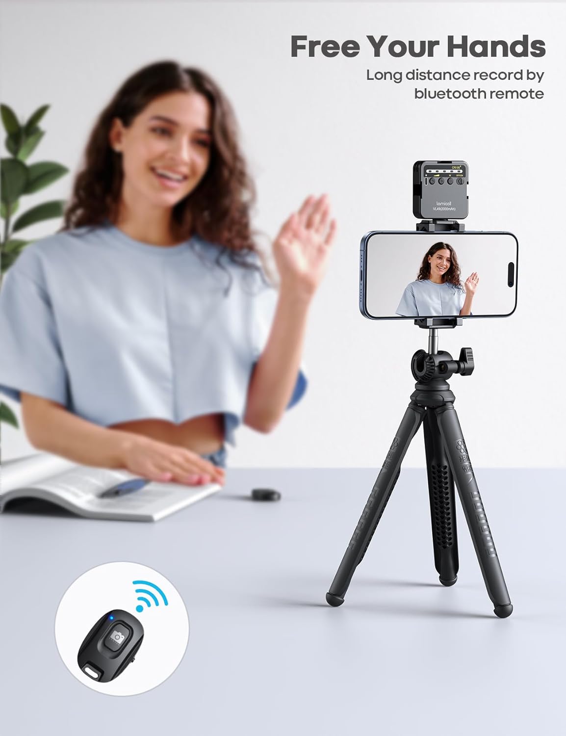 Lamicall Tripod for iPhone - [Ultra-Stable] Aluminium Phone Tripod with Wireless Remote, Mini Flexible Camera Stand Cold Shoe for Video Recording for Pocket 3 4 iPhone GoPro DSLR Camera Mothers Day