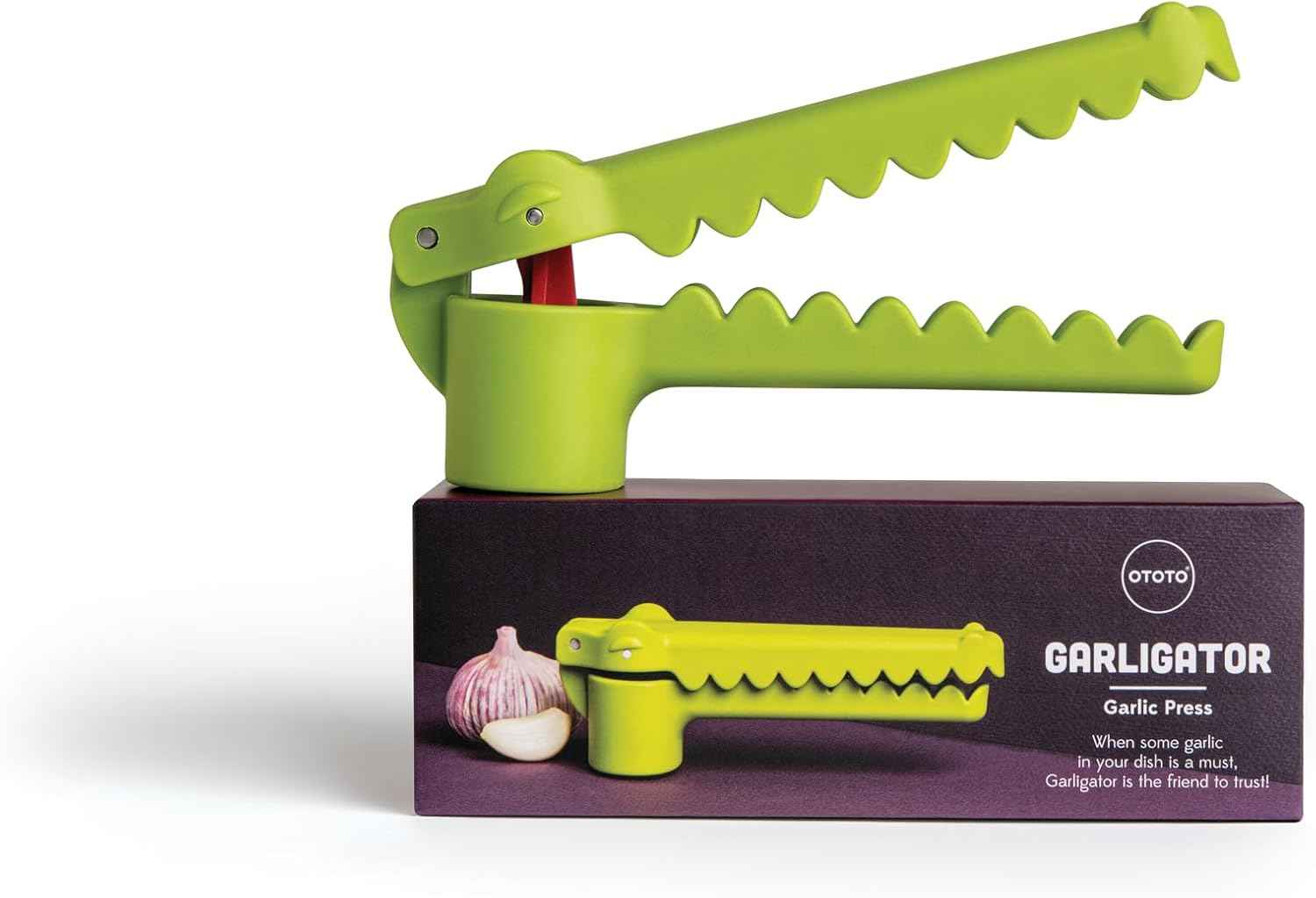 OTOTO Gracula Garlic Crusher, Garlic Mincer, Also for Ginger, Nuts, Chili, Herbs - Twist Top Mincer & Easy Squeeze Manual Press Peeler, Goth Gifts