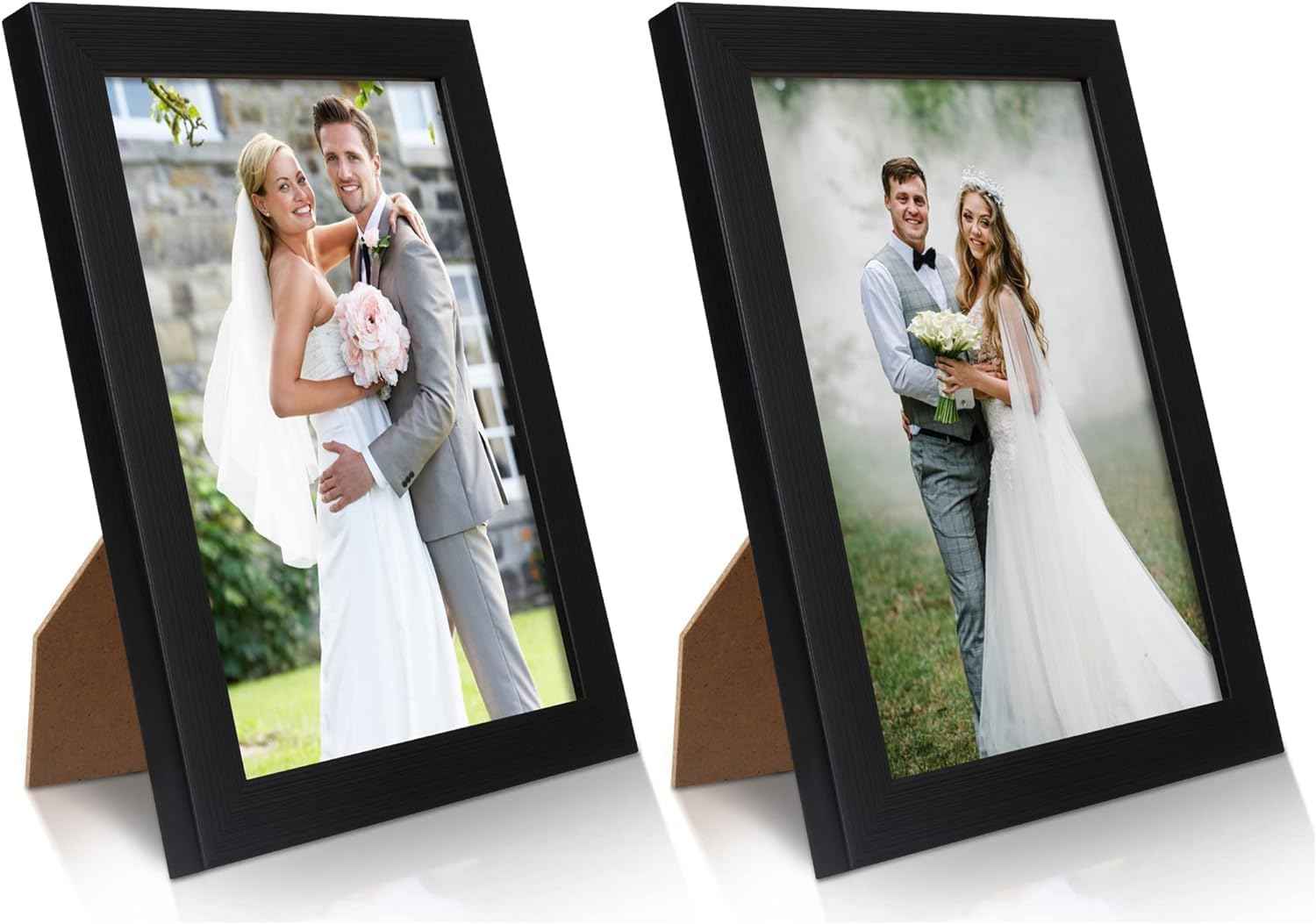 PECULA 2 Pack 5x7 Picture Frame, Black Picture Frame for Wall and Tabletop Display, Resistant Plastic Clear Plexiglass for Vertical or Horizontal Display