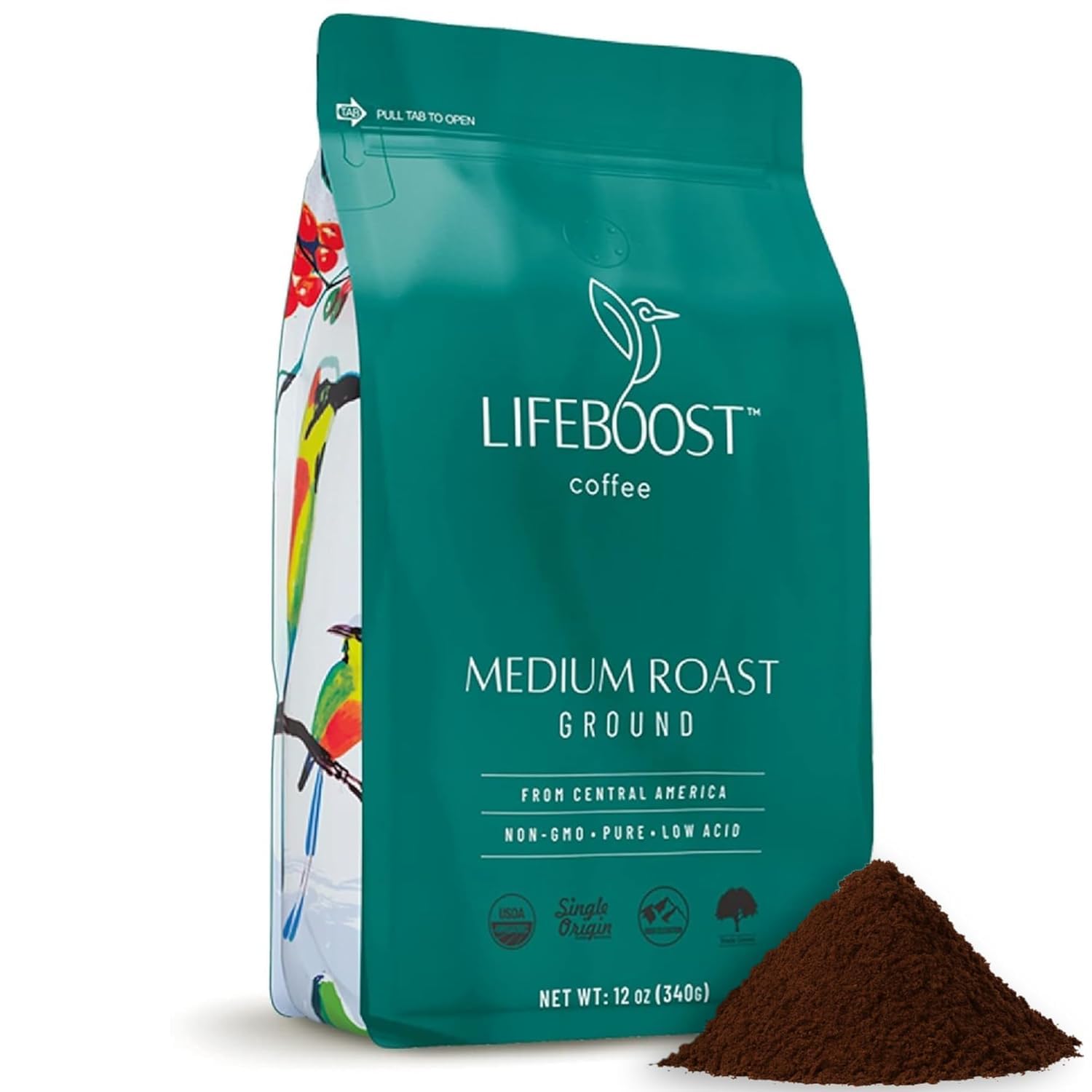 lifeboost medium roast coffee 12 ounces usda organic non-gmo single origin low acid