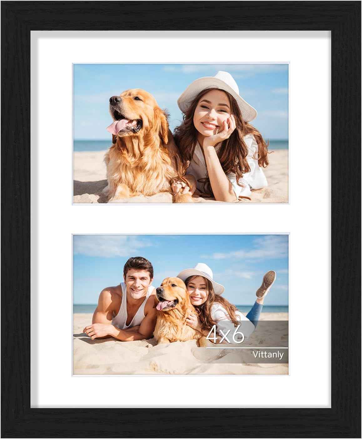 Vittanly 11x14 Collage Picture Frame, Displays 5Pcs 4x6 Pictures with Mat or 1Pcs 11x14 without Mat for Wall Mounting, Picture Frames Collage Wall Decor in Black, 1 Pack
