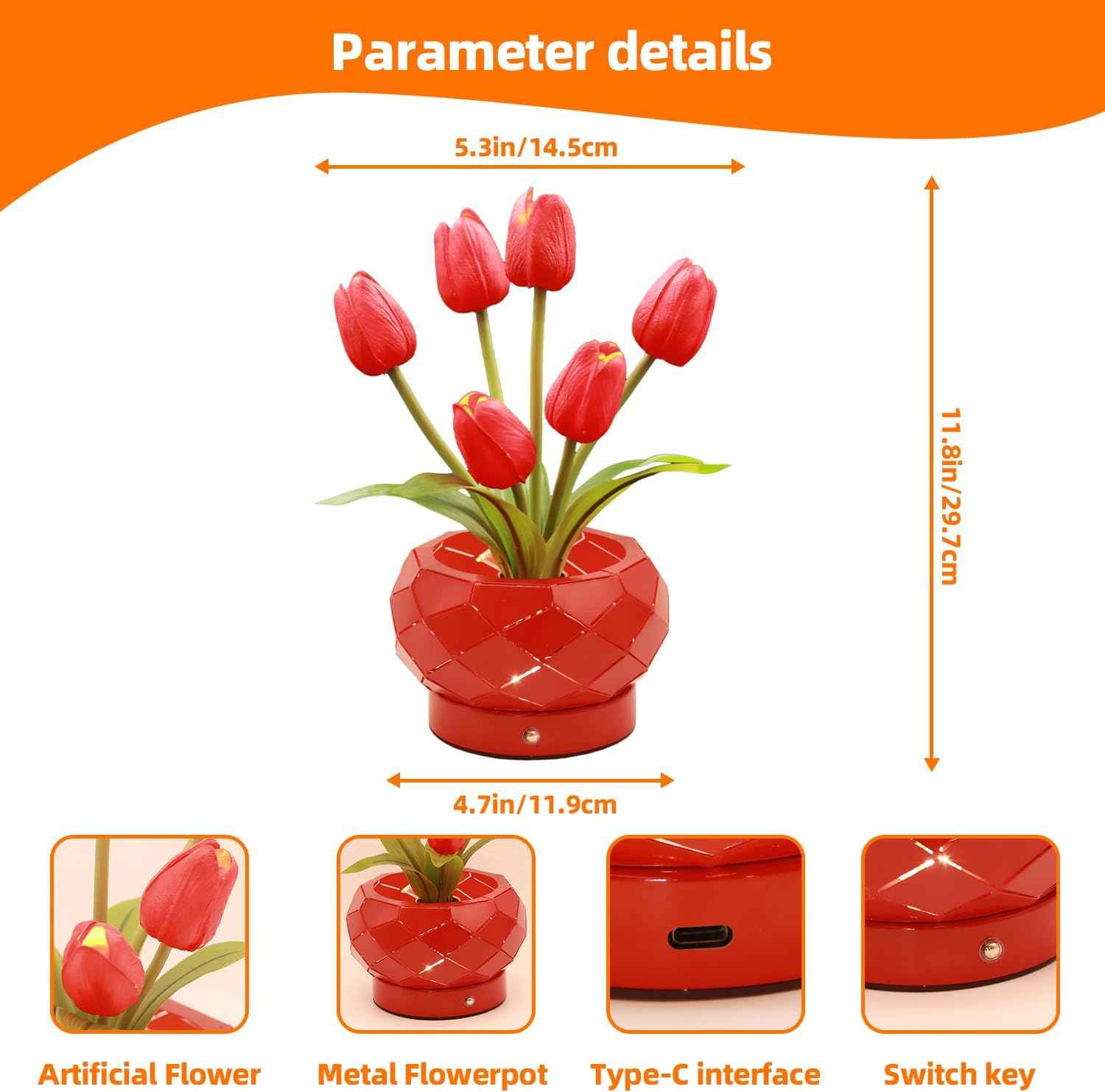 Birthday Gifts for Women,Tulips Flower Touch Lamp,Rechargeable Cordless Lamps 3-Colour Dimming Small Night Light for Festival,Restaurant,Bedroom,Office Home Decor Gifts for Mom | Gifts for Mom, Birthday Gifts for Women, Small Night Light, Rechargeable, Be
