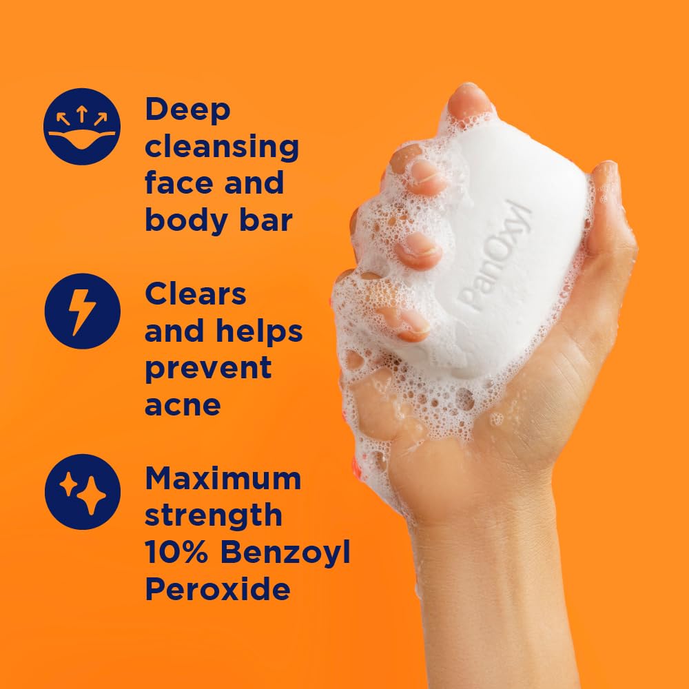 panoxyl acne treatment bar 10 benzoyl peroxide soap-free body wash face chest back 4 oz