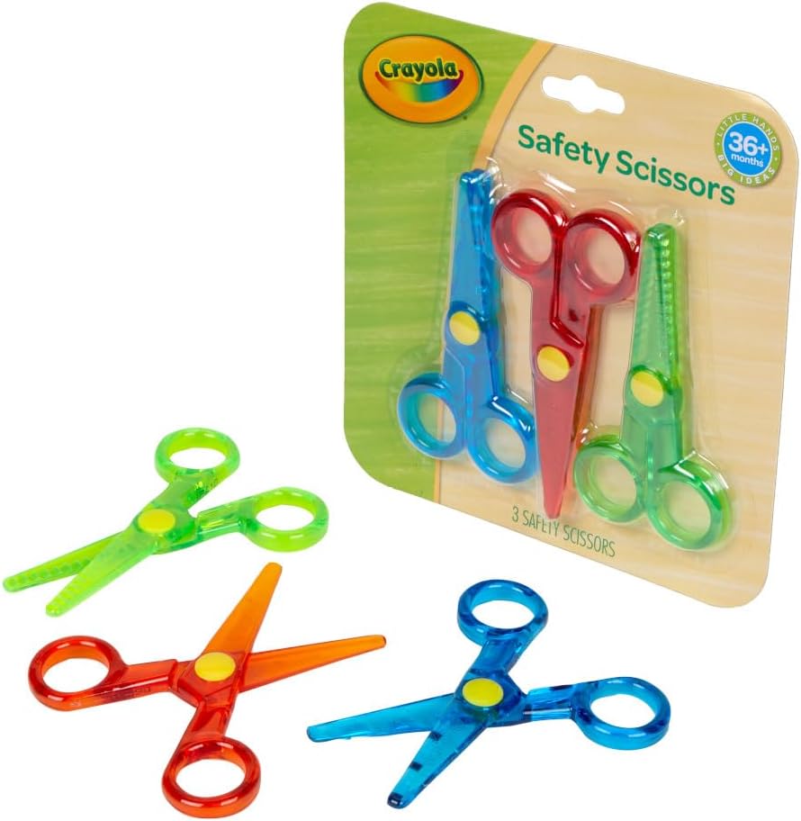 Crayola Toddler Safety Scissors (3pk), Blunt Tip Training Scissors for Preschool Learning Activities, Right & Left Handed, Toddler Arts & Crafts Essentials