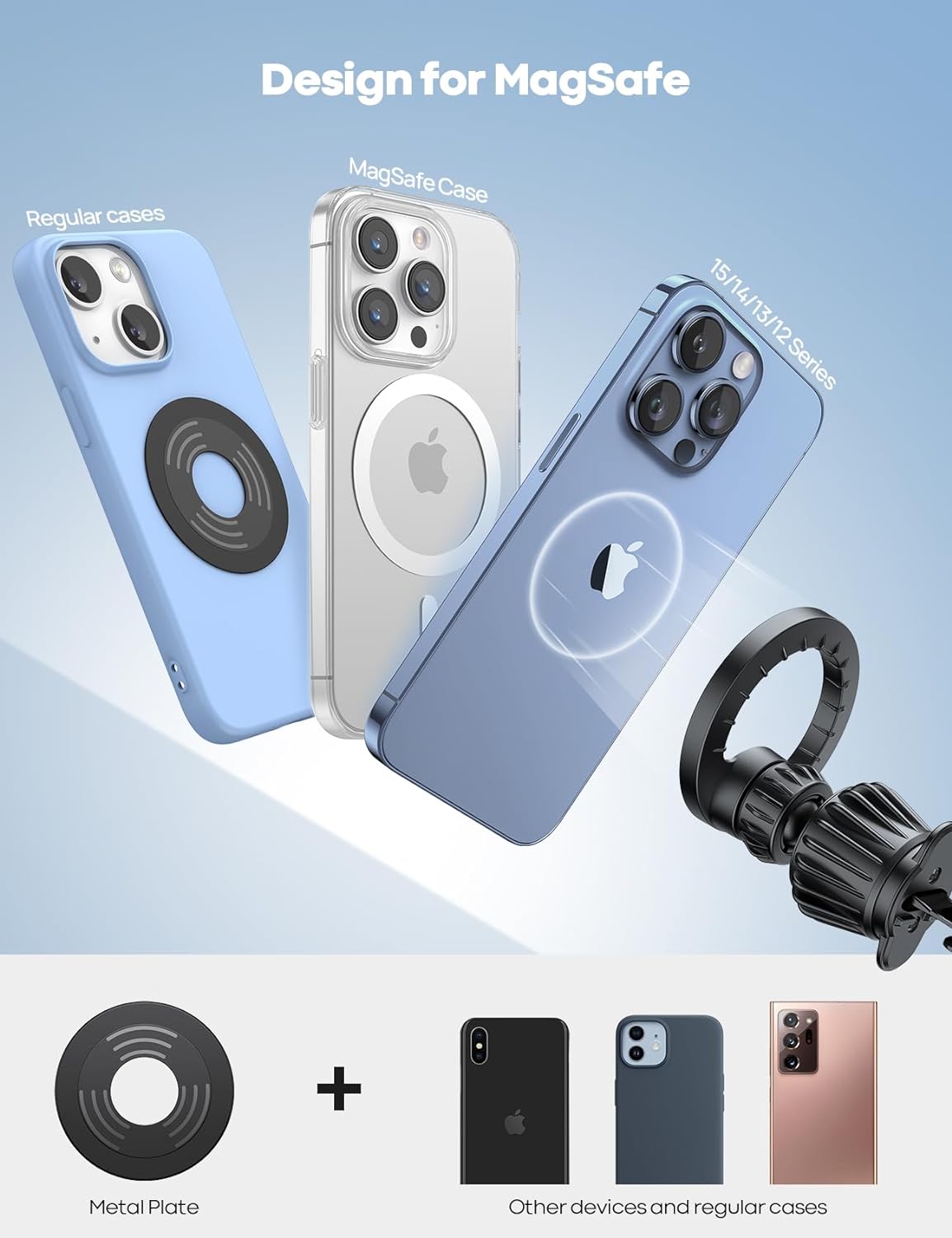 Lamicall for MagSafe Car Mount - [20 Super Magnets] Magnetic Car Phone Mount, Air Vent Phone Holder Car, Hands Free Cell Phone Holder Clip Car Accessories fit iPhone 17 16 15 14 13 Pro Plus Max - Rayz Mart