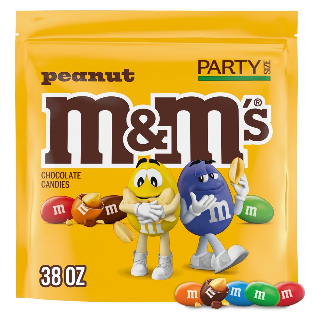 M&M'S peanut milk chocolate candy bulk pack, 38 oz bag, party size