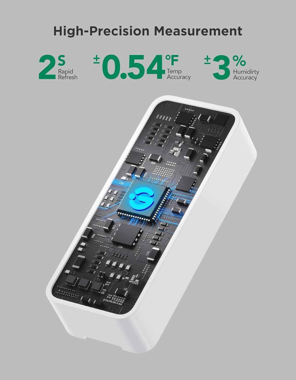 GoveeLife 2.0 WiFi Hygrometer Thermometer 6 Pack, Smart Humidity Temperature Sensor with App Notifications, Temperature Humidity for Bedroom, Wine Cellar, Basements（Only Support 2.4G Wi-Fi）
