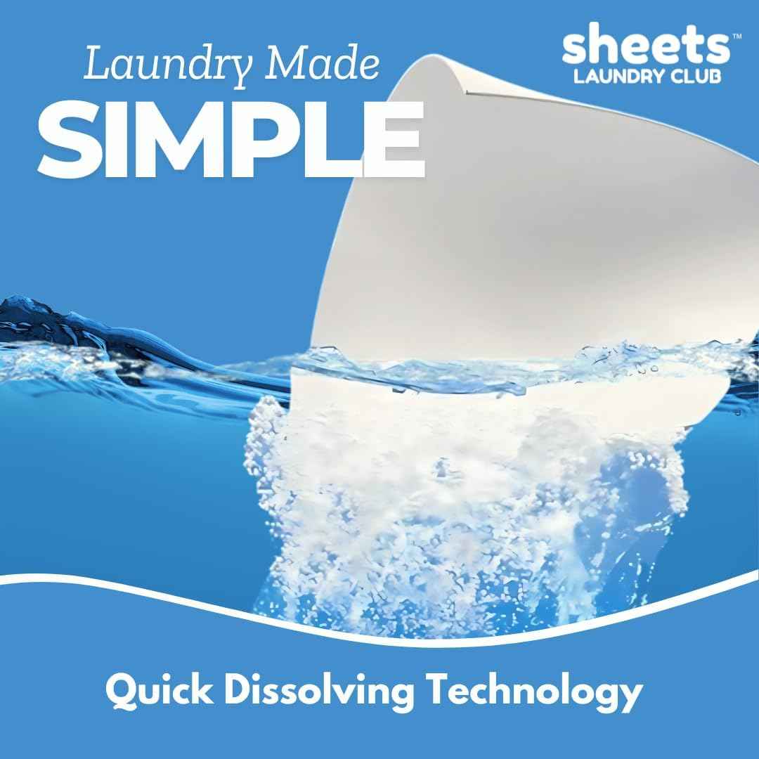 Sheets Laundry Club - Liquidless Laundry Detergent Sheets, 100 Loads - Fresh Linen Scent, Eco-Friendly, Quick-Dissolving Formula, Hypoallergenic, Septic Safe, Plastic-Free Packaging - 50 Sheets