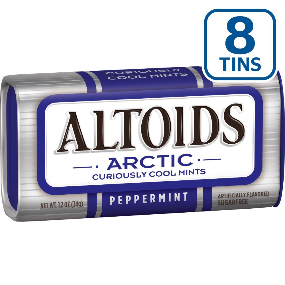 altoids arctic peppermint breath mints sugar free 1.2 oz tin pack of 8