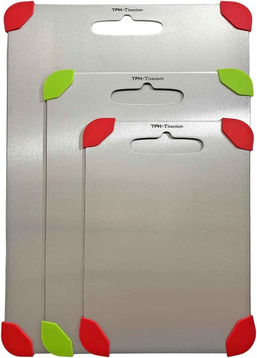 Titanium Cutting Board - 100% Pure Titanium Cutting Boards for Kitchen, Non toxic, Dishwasher safe and with Non slip silicon pads for stable and water resistance cutting (Large)