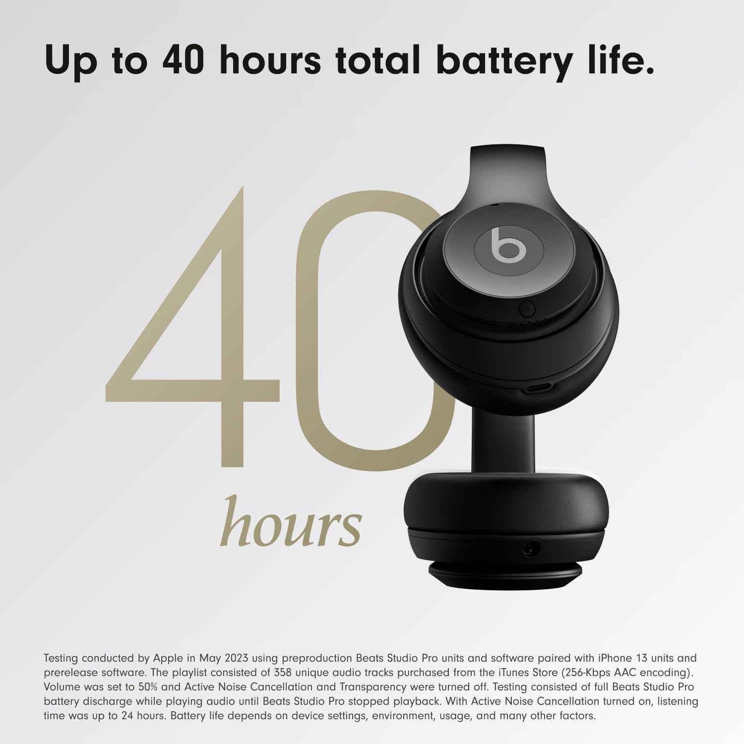 Beats Studio Pro Premium Wireless Over-Ear Headphones- Up to 40-Hour Battery Life, Active Noise Cancelling, Great for Travel & Commuting, USB-C Lossless Audio, Apple & Android Compatible -Black