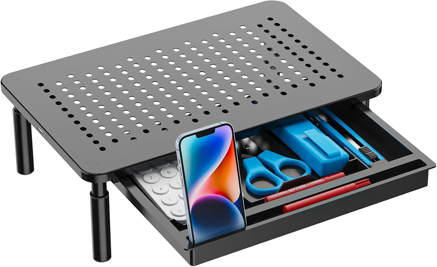 wali computer monitor stand adjustable laptop riser black 1 pack