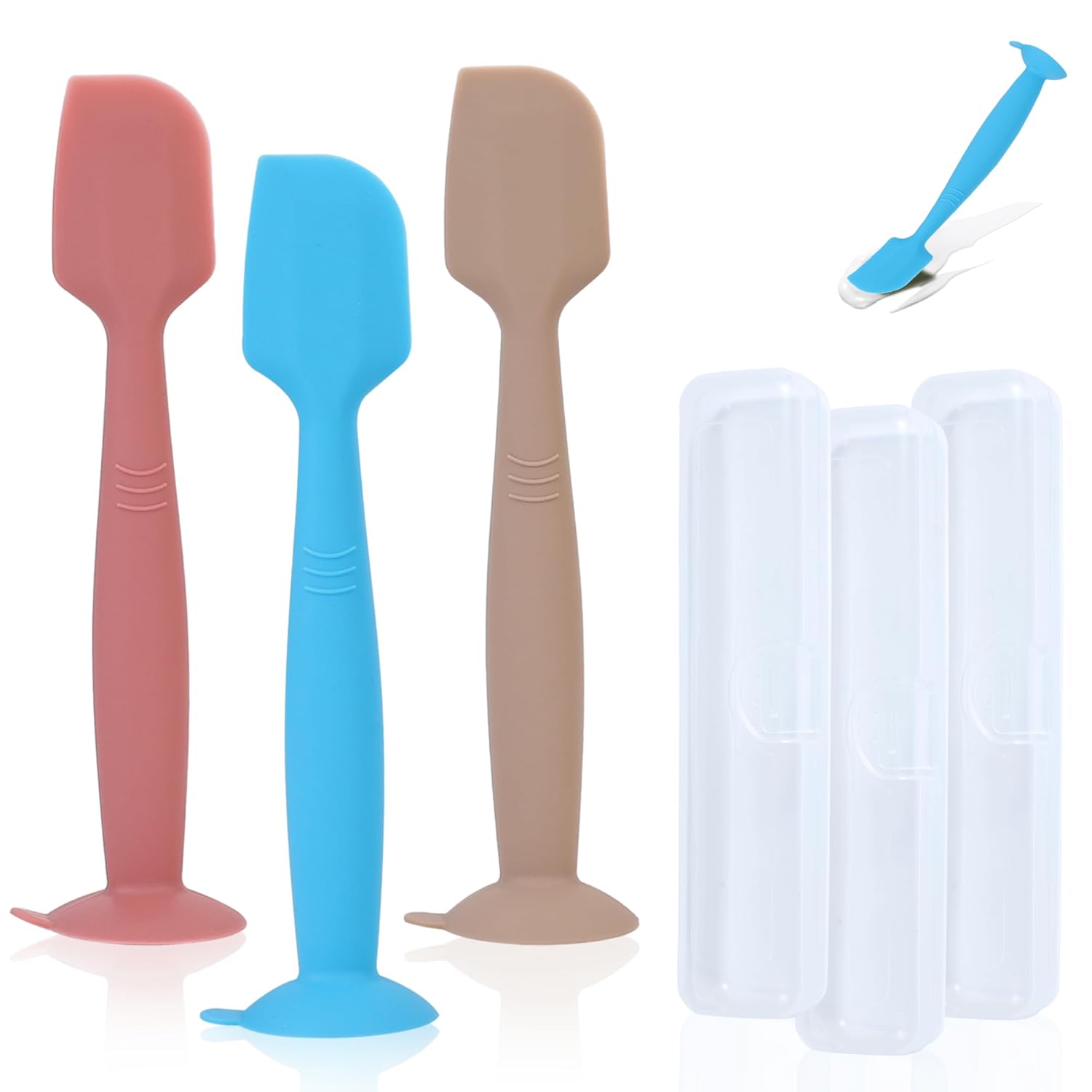 Red, Green, and Grey Baby Diaper Cream Spatula Applicators 3 Pack Soft Silicone