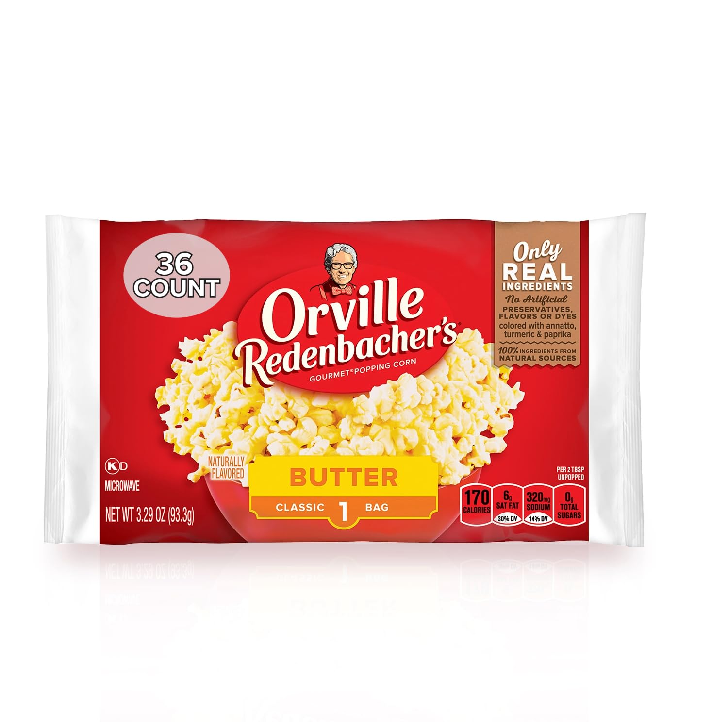 Orville Redenbacher’s Microwave Popcorn, 3g Fiber, 36-Count, 3.29 oz. Butter Flavor
