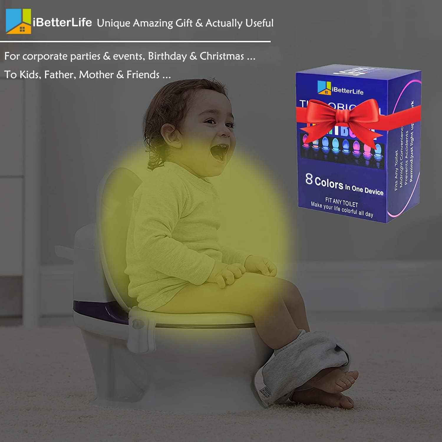 Toilet Light Motion Sensor 2Pack - The Original 8 Color Changing LED Glow Bowl Inside Toilet Night Light for Bathroom - Smart Unique Cool Gadget, Funny Ideal Gifts for Dad Teen Boys Girls Men Women