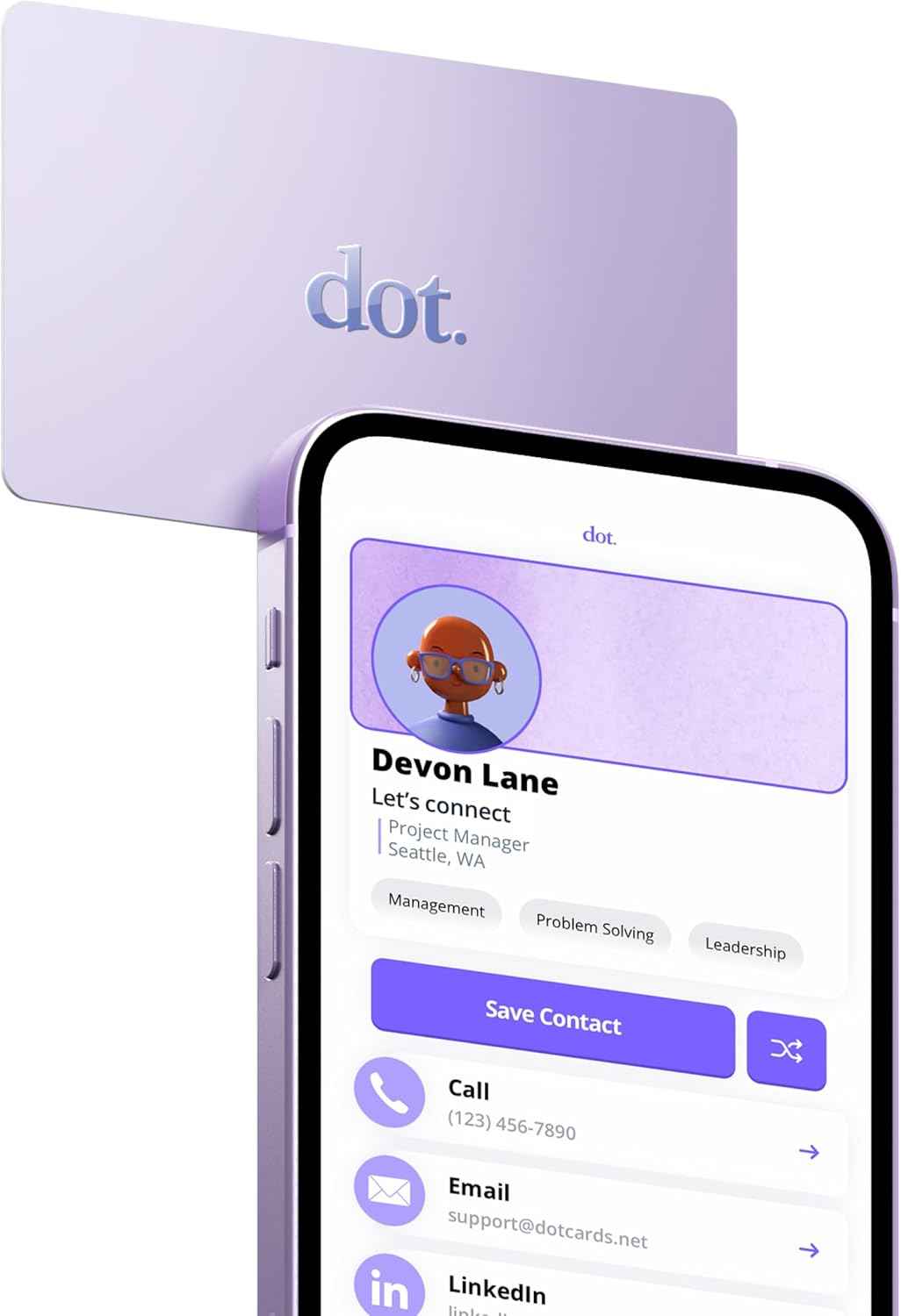 dot. Card - Digital Business Card - Tap Compatible with iPhone & Android (Black)